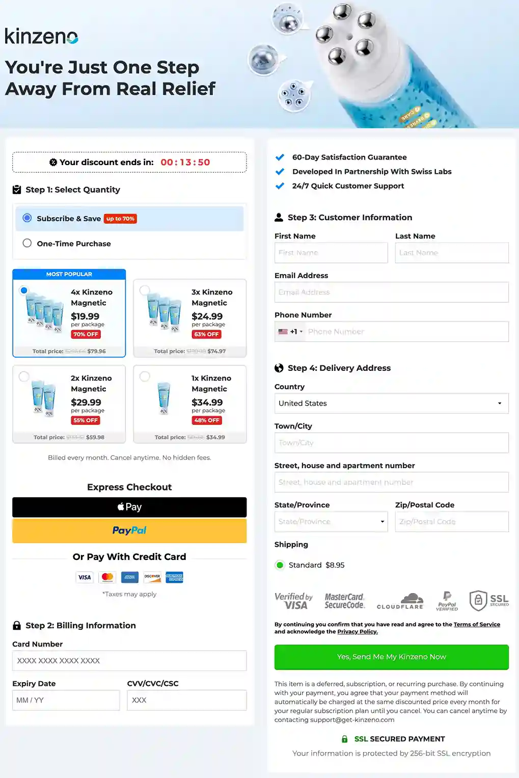 Kinzeno Secure Payment – All Major Cards, SSL Encrypted, Secure Checkout